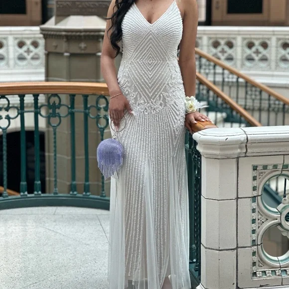 David's Bridal | Dresses | Davids Bridal Beaded Off White  Promweddinggraduation Dress Size 46 | Poshmark